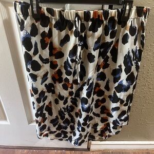 SHEIN Blue Tan Ruched Bubble Midi Skirt